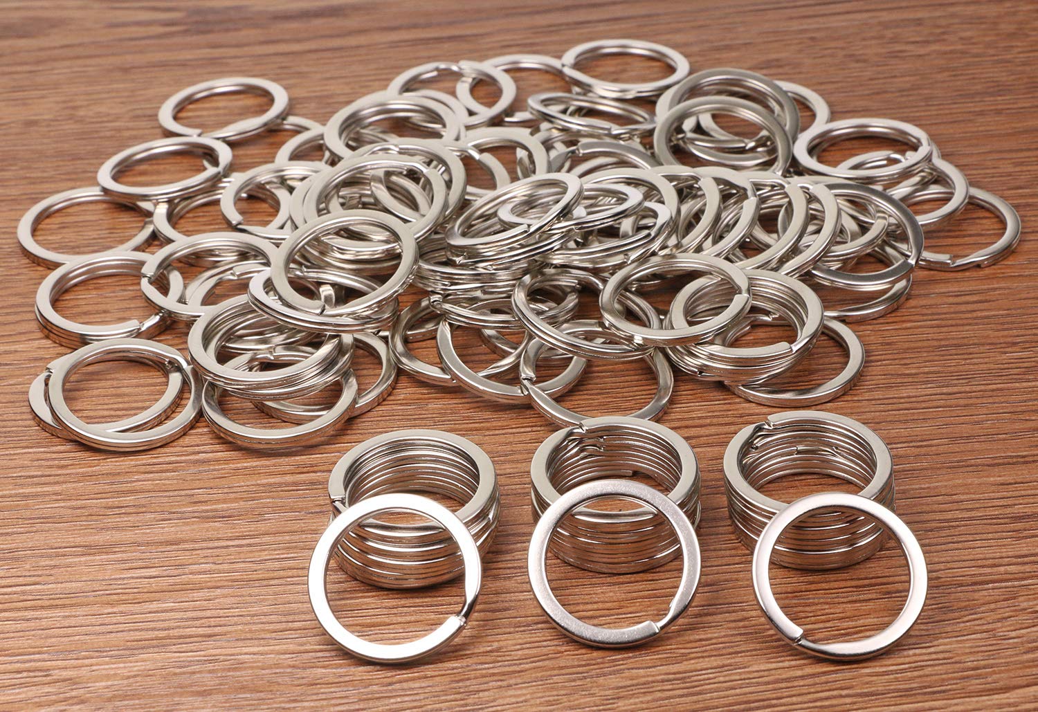 Shapenty 100PCS Silver Metal Key Rings Bulk Flat Split Key Chain
